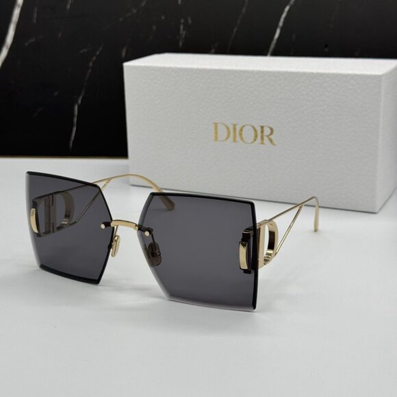 NEW 30MONTAIGNE S7U B0A0 DIOR GOLD GREY WOMEN DIOR SUNGLASSES - Picture 1 of 15